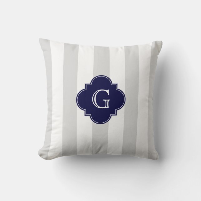 Cojín Decorativo XL Lt Rayos Blancos Gris Cuatrefoil Monograma de l (Anverso)