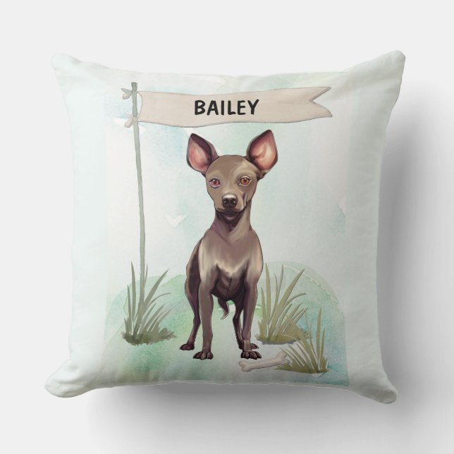 Cojín Decorativo Xoloitzcuintli Watercolor Personalized Dog (Anverso)