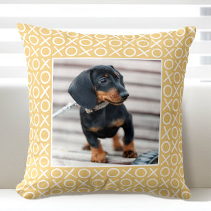 Cojín Decorativo XOXO Pincelada Personalizada Foto de Perro Amarill