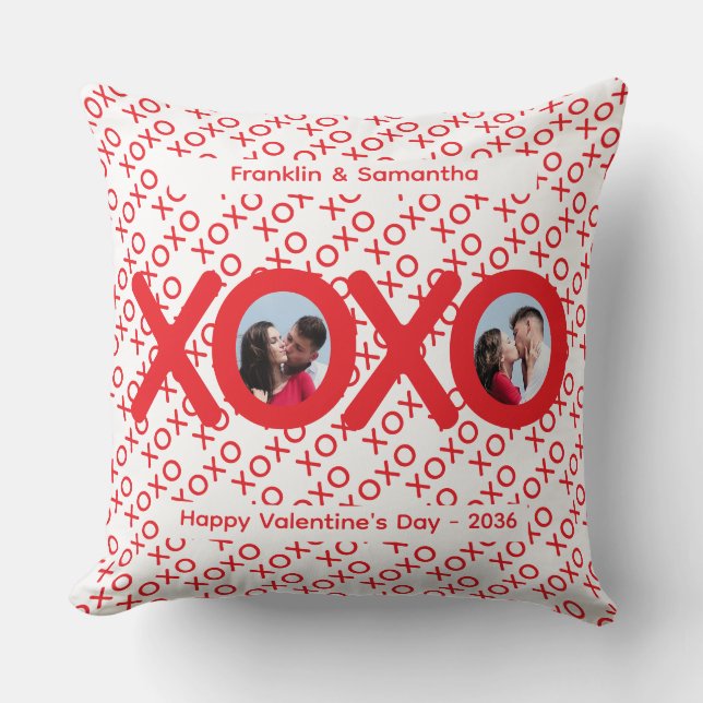 Cojín Decorativo XOXO Red Valentine's Day Photo Throw Pillow (Anverso)