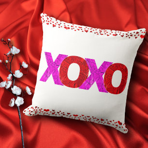 Cojín Decorativo XOXO Rojo Rosa Corazón San Valentín Audaz Día Mode