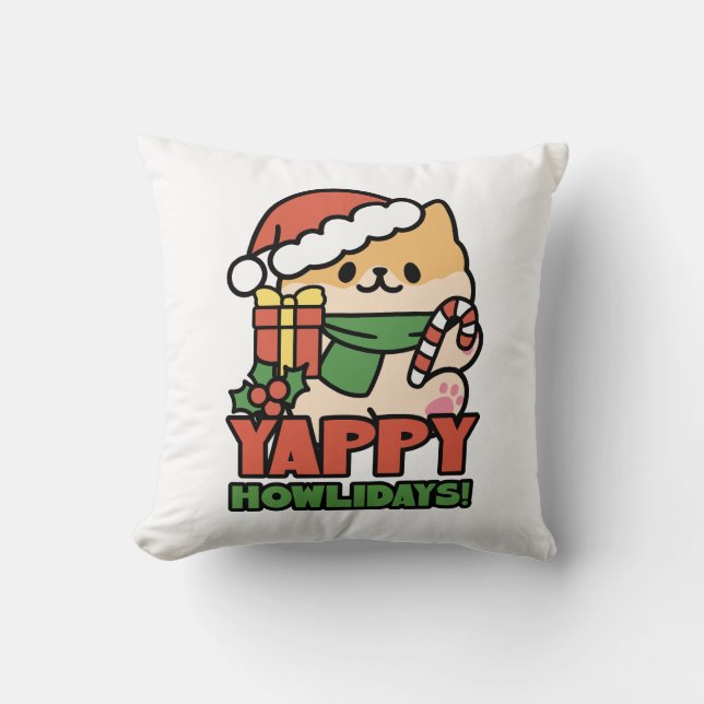 Cojín Decorativo Yappy Howlidays - Personalizado de perros Navidade (Anverso)