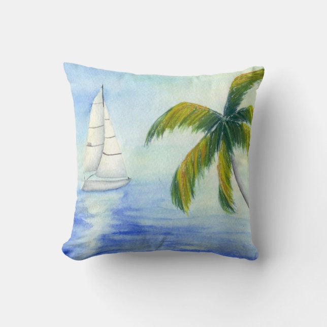 Cojín Decorativo Yate en el mar Palma (Anverso)