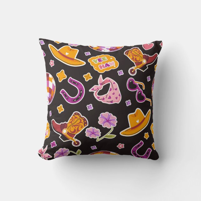 Cojín Decorativo Yee Haw Cowboy Boots Hat Deco (Anverso)