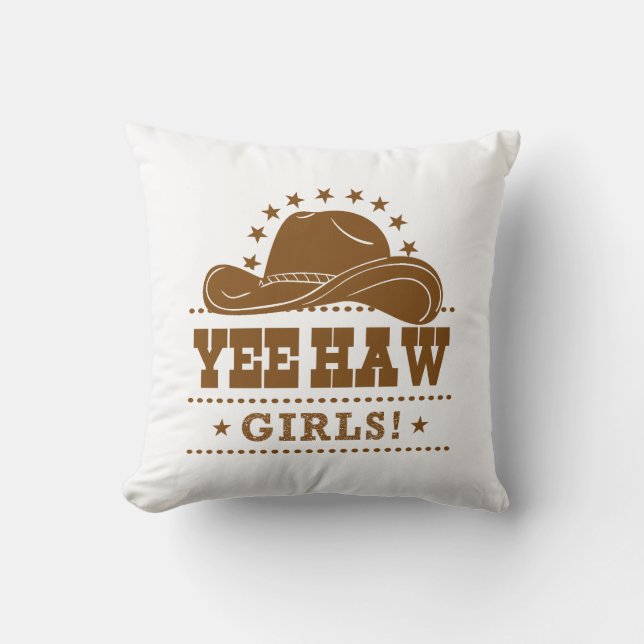 Cojín Decorativo Yee Haw Girls Cowgirl Hat Design (Anverso)