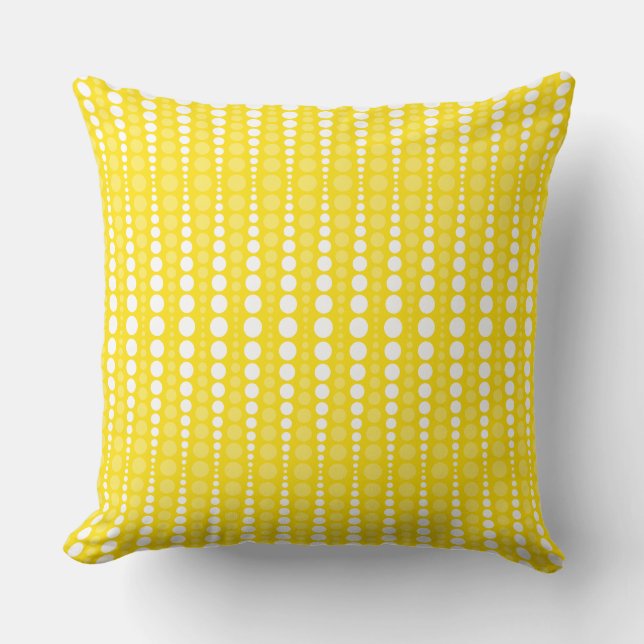 Cojín Decorativo Yellow and White Polka dot Throw Pillow (Anverso)
