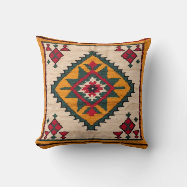 Cojín Decorativo "Yellow Dreamscape" marroquí Kilim Pillows: (Anverso)