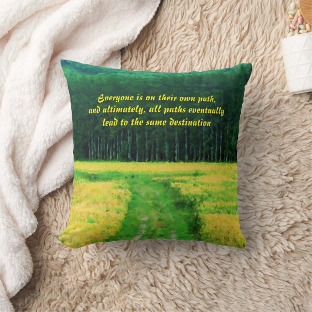Cojín Decorativo Yellow Field On The Path Inspirational Quote  (Manta)