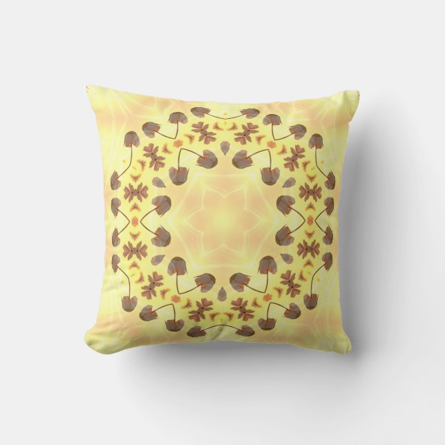 Cojín Decorativo Yellow Floral Abstract Throw Pillow (Anverso)