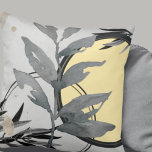 Cojín Decorativo Yellow & Gray Artistic Abstract Watercolor<br><div class="desc">Stylish throw pillow features an artistic abstract design in a yellow and gray color palette. An artistic abstract design features a watercolor leaf and a geometric circle composition with shades of gray and black with silver gold accents on a gray background. This abstract composition is built on combinations of repeated...</div>