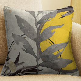 Cojín Decorativo Yellow Gray & Cream Artistic Abstract Watercolor