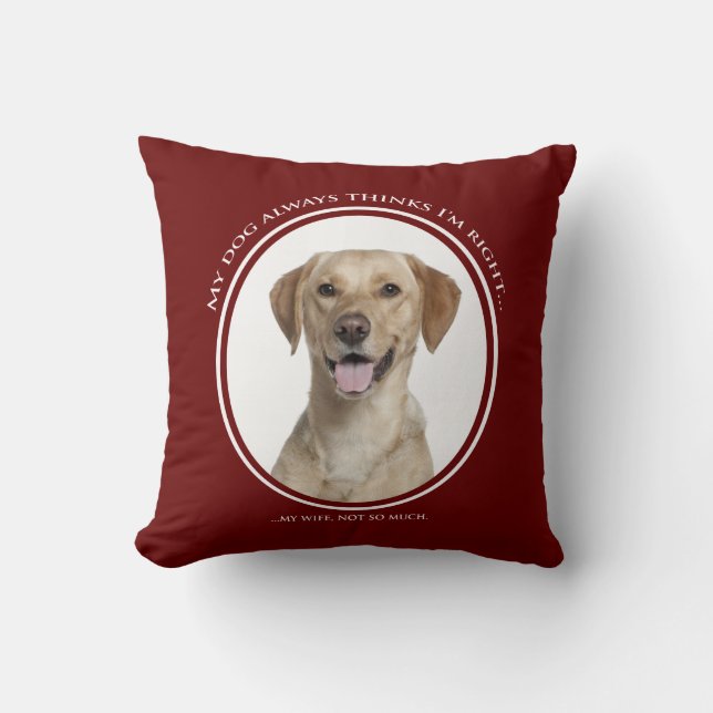 Cojín Decorativo Yellow Lab v. Wife Pillow (Anverso)
