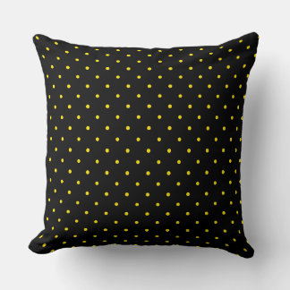 Cojín Decorativo Yellow Polka Dot on Black Throw Pillow