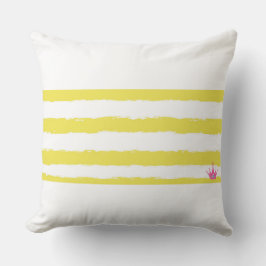 Cojín Decorativo Yellow stripes and a pink crown Throw Pillow