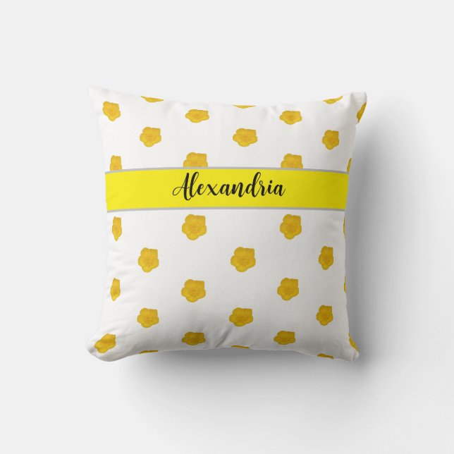 Cojín Decorativo Yellow Wildflower Throw Pillow Personalized  (Anverso)