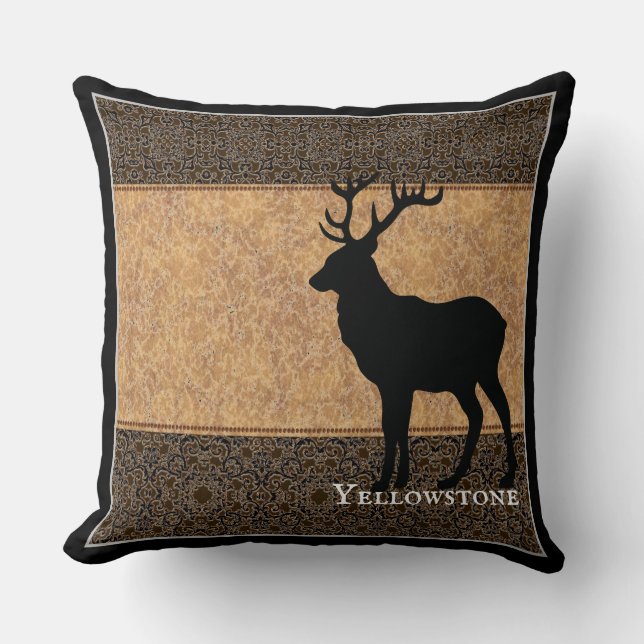 Cojín decorativo Yellowstone Elk Black (Anverso)