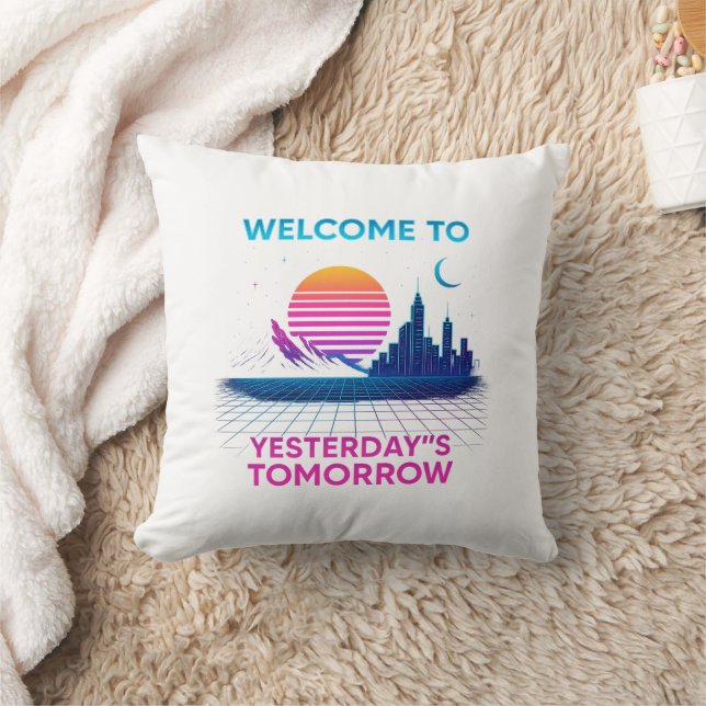 Cojín Decorativo Yesterday's Tomorrow - Retro Synthwave Design (Manta)