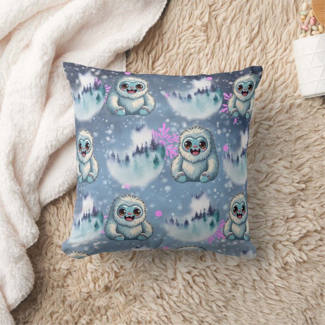 Cojín Decorativo Yeti Sitting Kawaii Snowflakes Pattern (Manta)