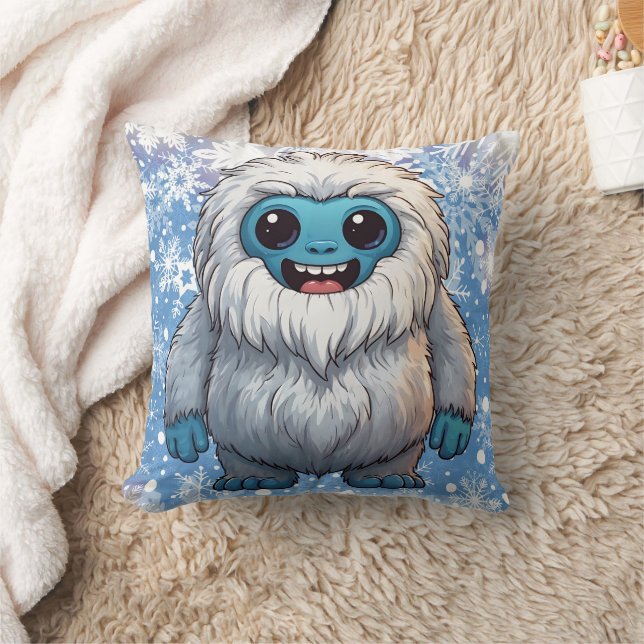 Cojín Decorativo Yeti Standing Cute Kawaii Snowflakes (Manta)