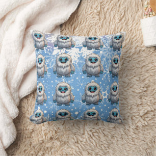 Cojín Decorativo Yeti Standing Cute Kawaii Snowflakes Pattern