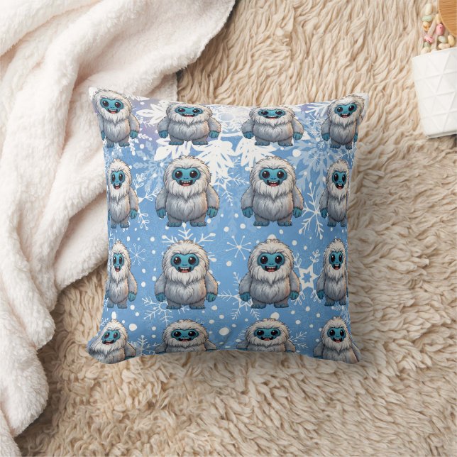 Cojín Decorativo Yeti Standing Cute Kawaii Snowflakes Pattern (Manta)