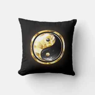 Cojín Decorativo Yin Yang dorado en negro