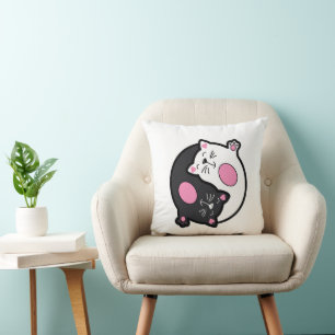 Cojín Decorativo Yin Yang Gatos Durmiendo en Blanco y Negro
