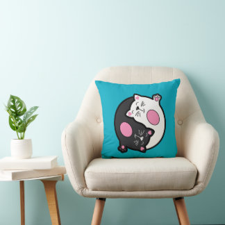 Cojín Decorativo Yin Yang Gatos Durmiendo en Blanco y Negro 