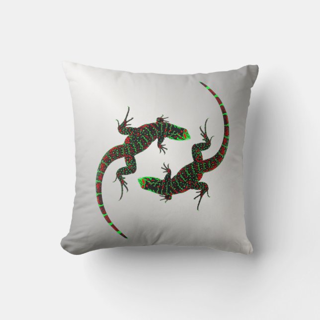 Cojín Decorativo Yin Yang Lizards Silver (Anverso)