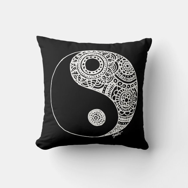 Cojín Decorativo Yin Yang moderno negro y blanco