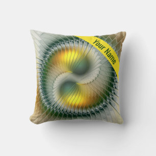 Cojín Decorativo Yin Yang Verde Amarillo Arte Abstracto Colorido No