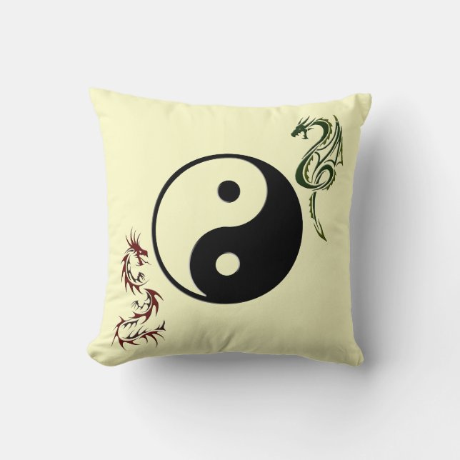 Cojín Decorativo Ying Yang Dragon Chino (Anverso)