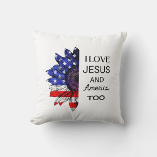 Cojín Decorativo Yo amo a Jesús y a Estados Unidos también