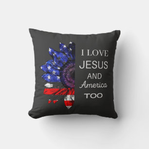 Cojín Decorativo Yo amo a Jesús y a Estados Unidos también, 4 de ju