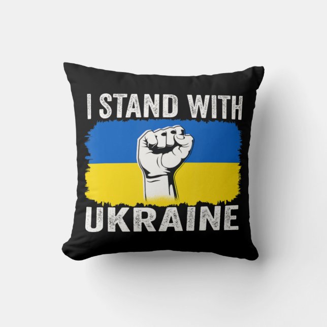 Cojín Decorativo Yo apoyo a Ucrania con la bandera ucraniana apoyo  (Anverso)