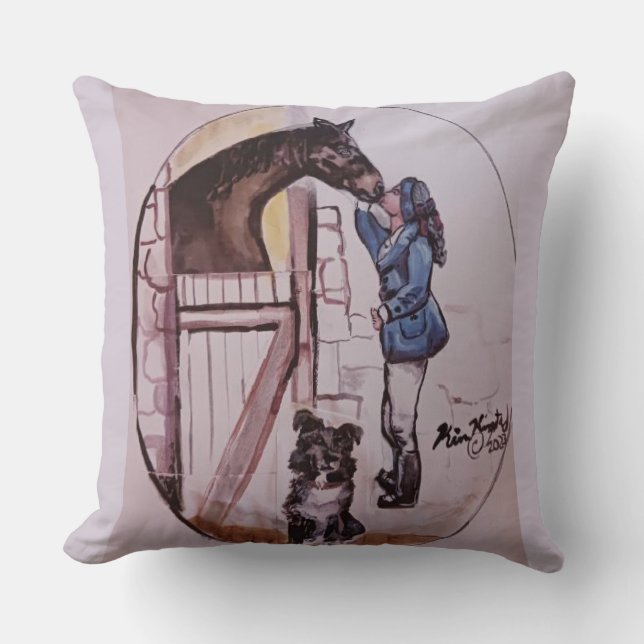 Cojín Decorativo Yo con baby racehorse mare Jamie (Anverso)