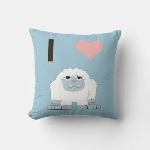 Cojín Decorativo Yo corazón a Yeti Personalizado lindo Monstruo de