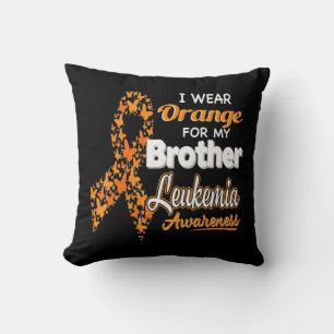 Cojín Decorativo Yo uso Naranja para mi Hermano Leucemia Sensibiliz