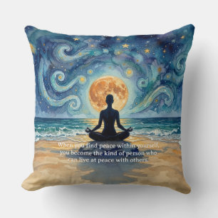 Cojín Decorativo Yoga Meditación Estrella Noche Cielo Luna Océano P