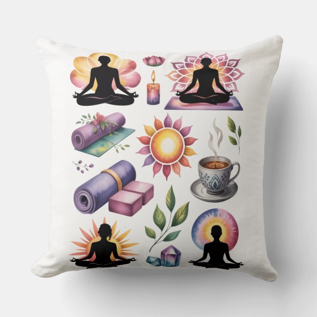Cojín Decorativo Yoga silhouette mindful living inspired  (Anverso)