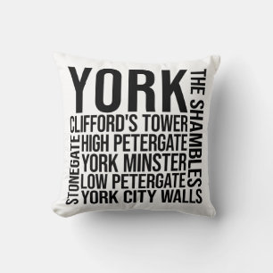 Cojín Decorativo York, Inglaterra - Tipografía - Arte Word en el Re