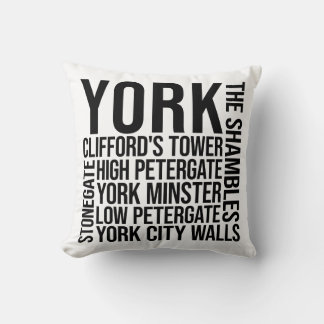 Cojín Decorativo York, Inglaterra - Tipografía - Arte Word en el Re