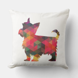 Cojín Decorativo Yorkie Geometric Pattern Silhouette Multi