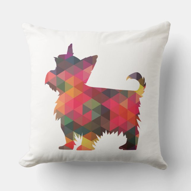 Cojín Decorativo Yorkie Geometric Pattern Silhouette Multi (Anverso)