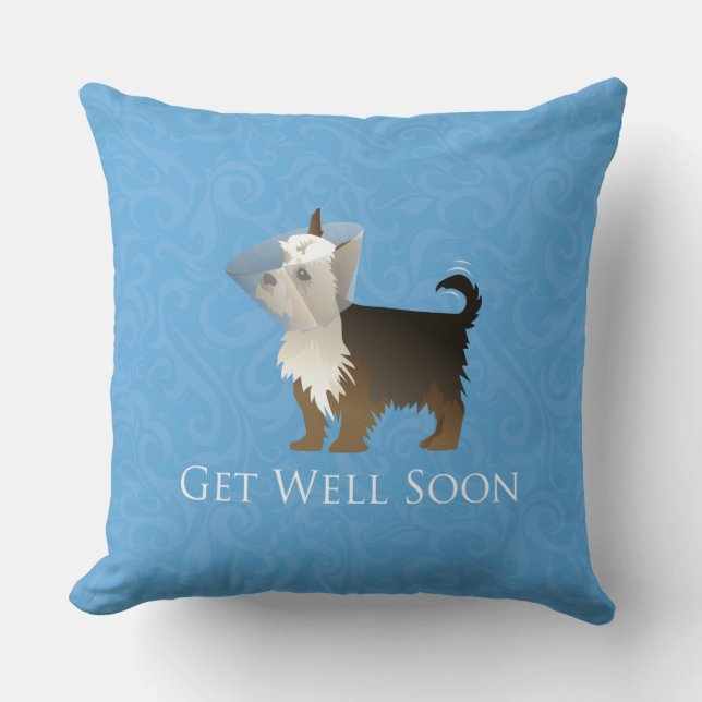 Cojín Decorativo Yorkie Get Well Design (Anverso)