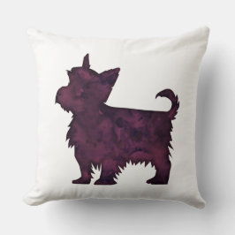 Cojín Decorativo Yorkie Purple Watercolor Silhouette