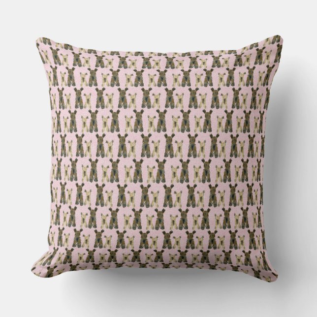 Cojín decorativo yorkies Chica rosa (Anverso)