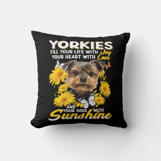 Cojín Decorativo Yorkies y Sunshine (Anverso)