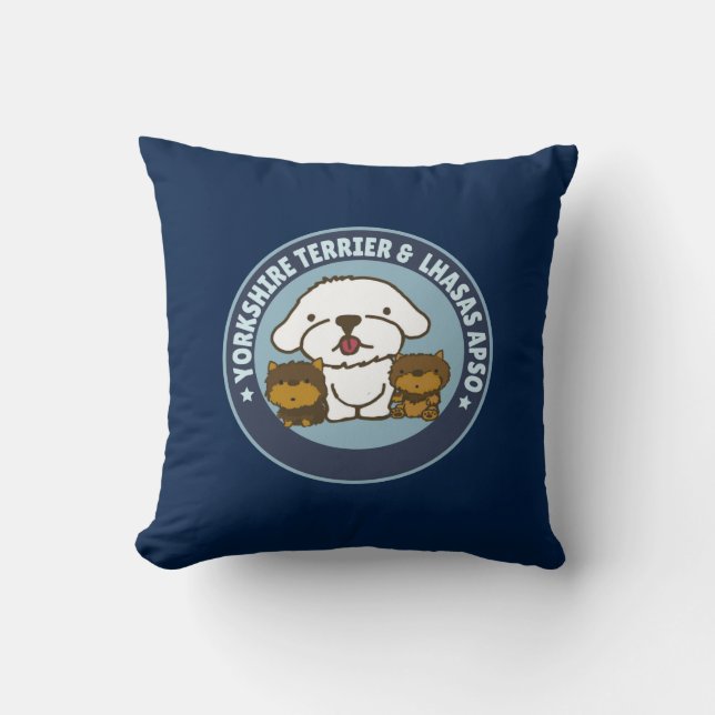 Cojín Decorativo Yorkshire Terrier y Lhasa Apso (Anverso)