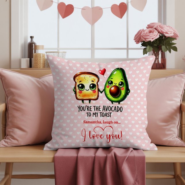 Cojín Decorativo You are the avocado to my toast Valentine's gift (Personalized Funny Valentine Pillow Cartoon Food)